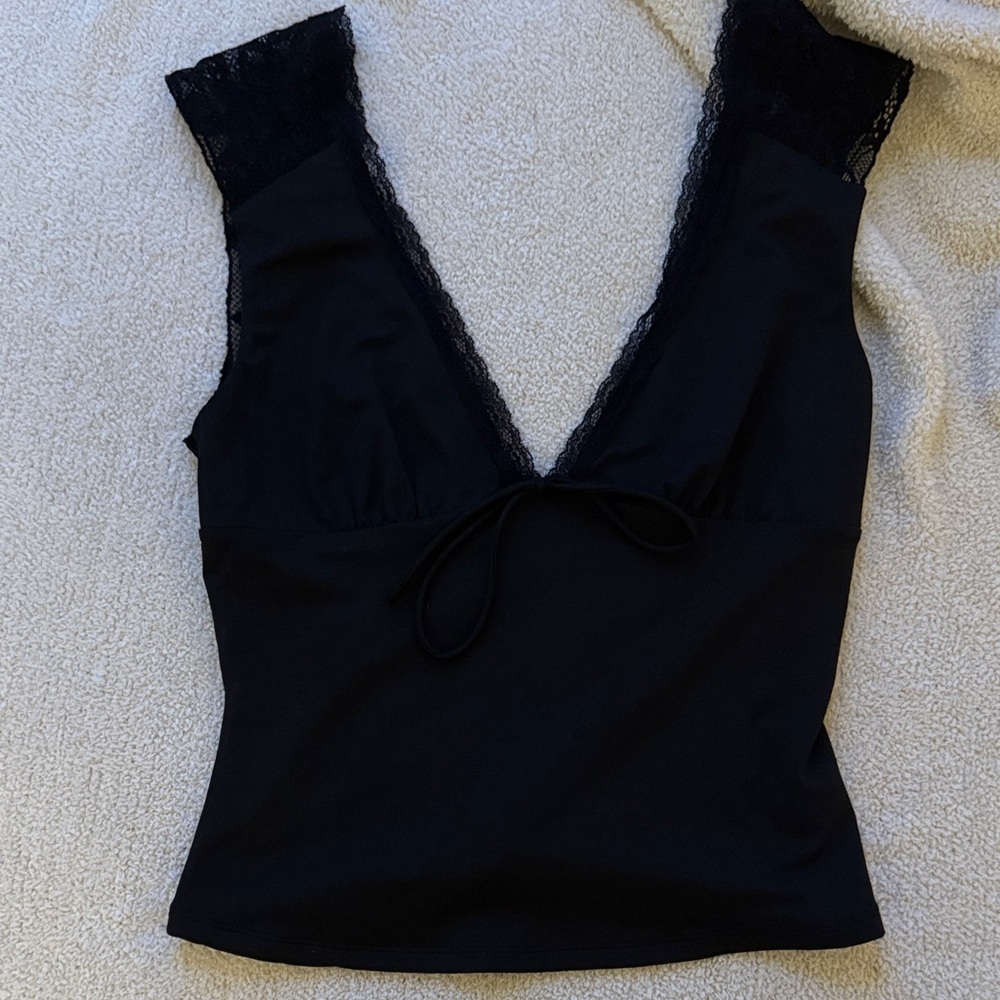 Black Lace Trim Top